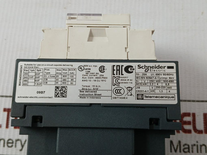 Lc1D09B7 Tesys D Contactor Schneider Electric Ac 220/240V 11A