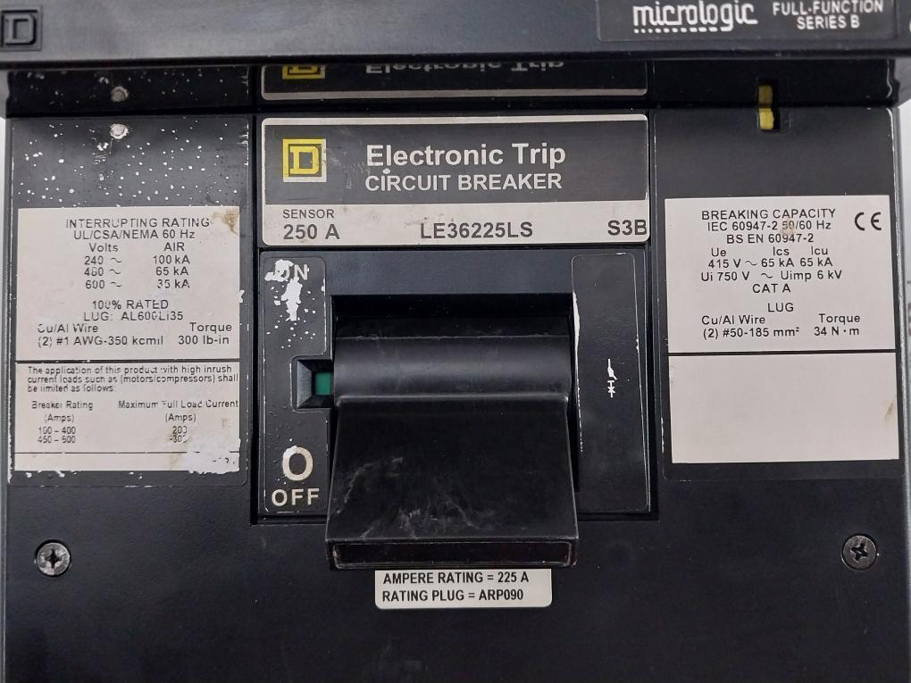 Le36225Ls Electronic Trip Circuit Breaker Square D/Schneider Electric 250A