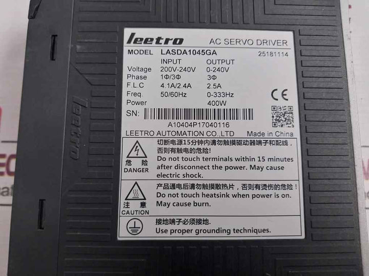 Leetro Lasda1045Ga Ac Servo Driver 200V-240V 50/60 Hz 0-333Hz