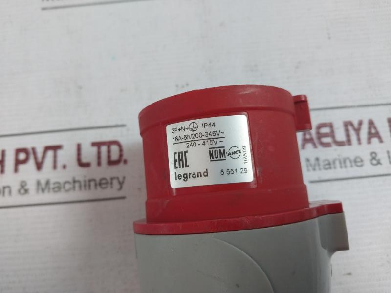 Legrand 5 551 29 Industrial Power Plug 16A-6H/200-346V 240-415V Ip44 16W09