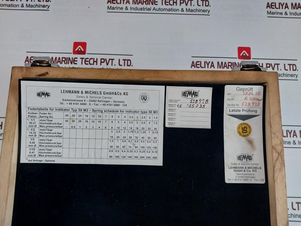 Lehmann & Michels Lemag 50-m3 Engine Indicator Set 150Bar 50Z1