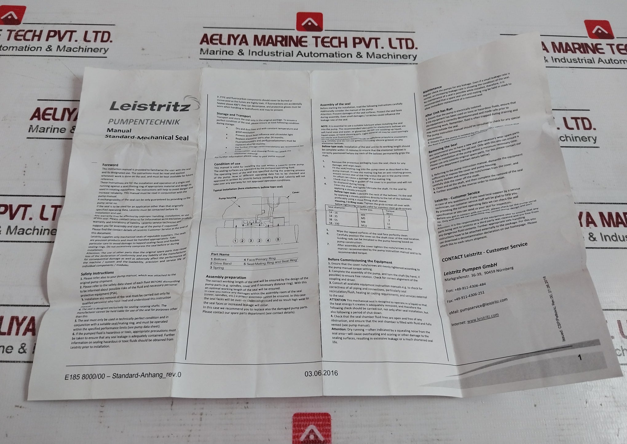 Leistritz Pumpen 0220/780/001 Mechanical Seal Anga L3Ng-038/076-afoui-g