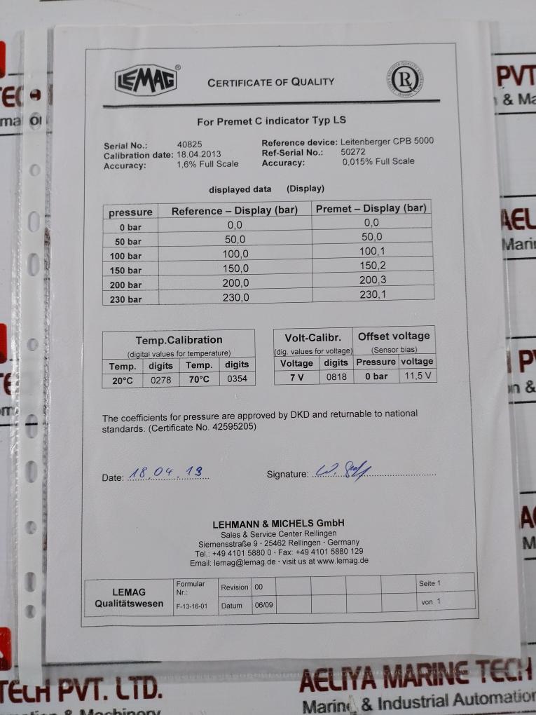 Lemag 280 40 012 Electronic Cylinder Pressure Indicator Set