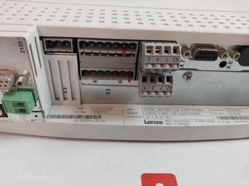 Lenze Evs9322-ep Servo Drive 24V Dc 400/480V 2.5A 2.1Kva 50/60Hz 480V