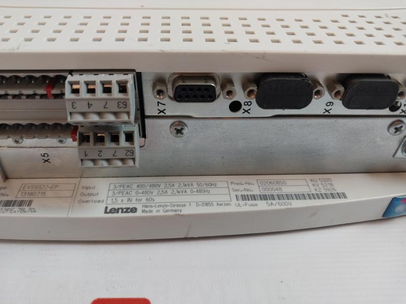 Lenze Evs9322-ep Servo Drive 24V Dc 400/480V 2.5A 2.1Kva 50/60Hz 480V