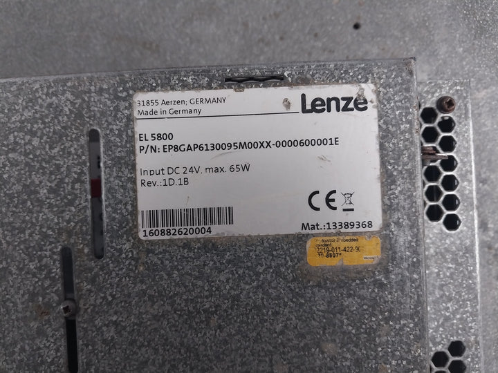 Lenze El5800 Touch Screen Ep8Gap6130095M00Xx-0000600001E Rev 1D.1B