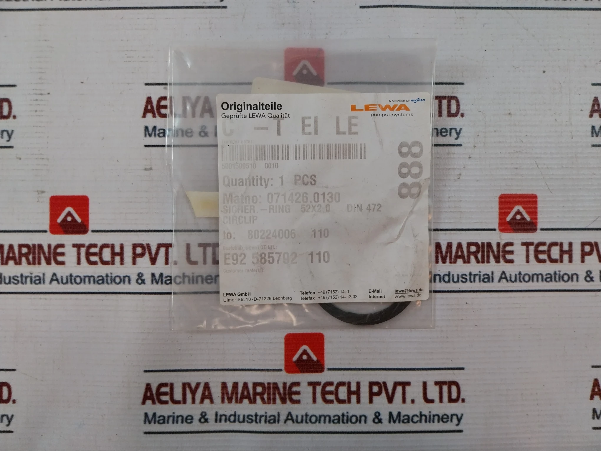 Lewa P-6267A O-ring Connecting Rod Ball Valve P-6267A.0019