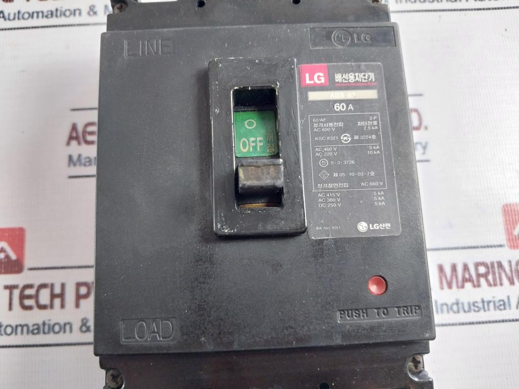 Lg Abs 63, 3 Pole Molded Circuit Breaker 60A 600V