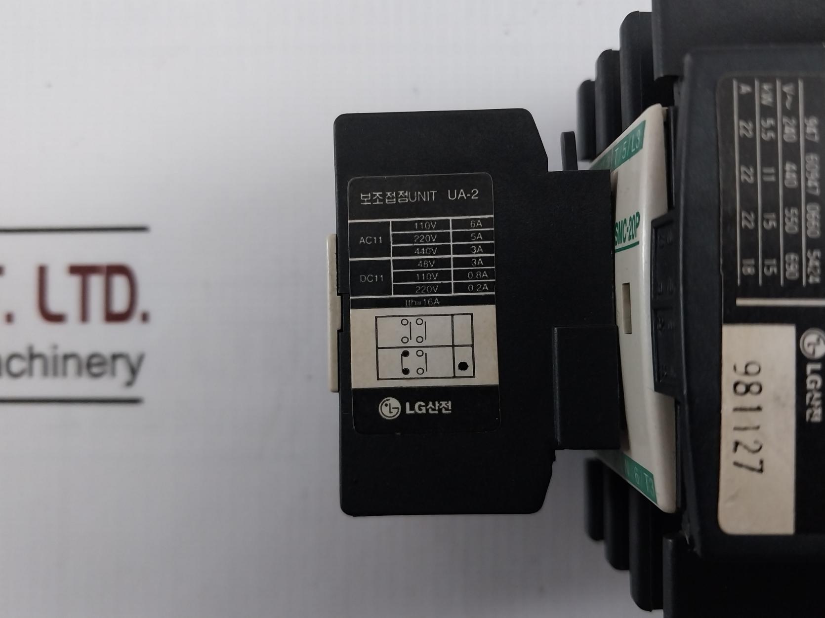 Lg Smc(D)-20P Ac Magnetic Contactor W/ Auxiliary Contact Unit Ua-2 200-220V 60Hz 690V