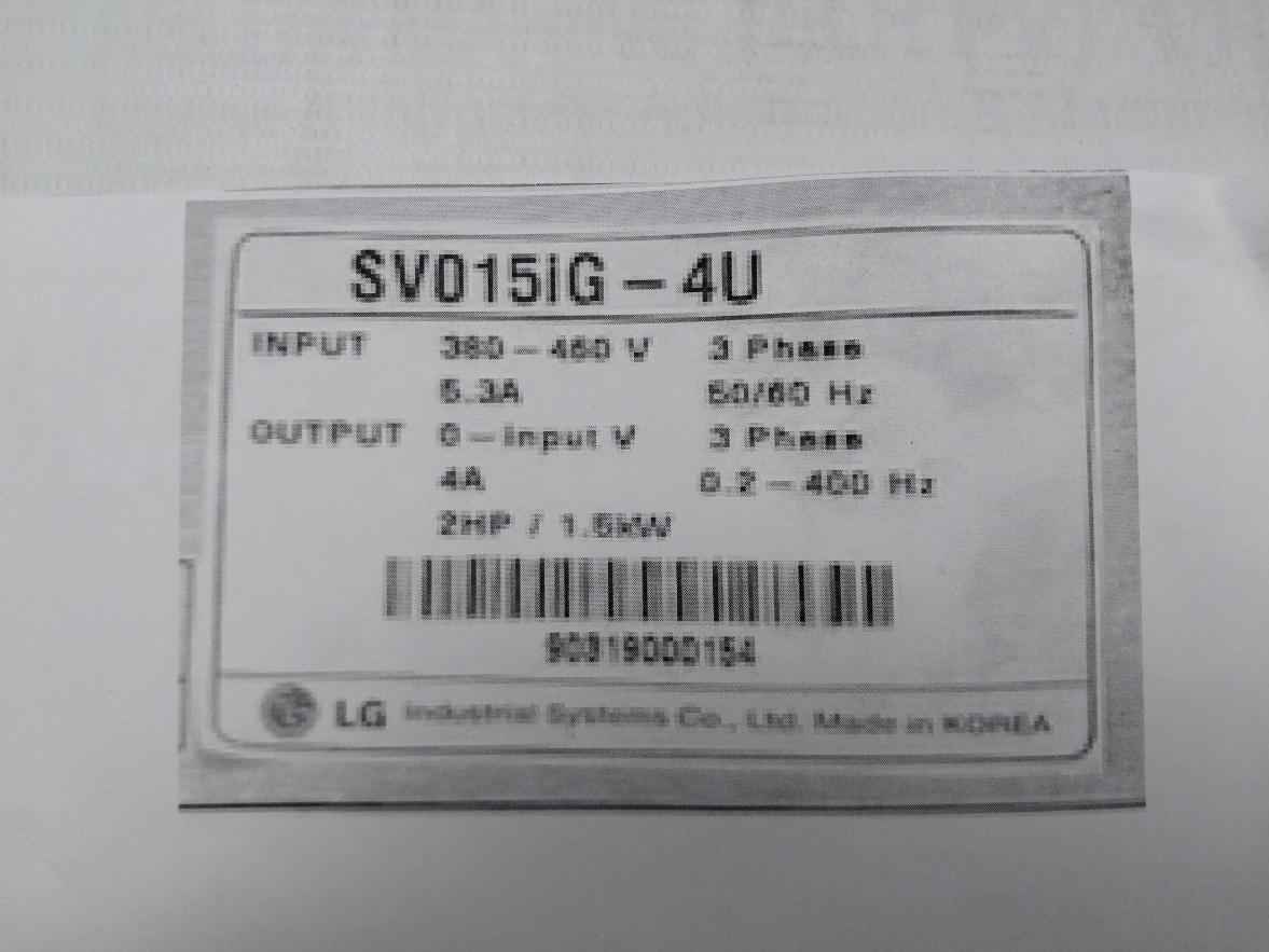 Lg Sv015Ig-4U Adjustable Frequency Drive 380-480V 3 Phase 5.3A 50/60Hz