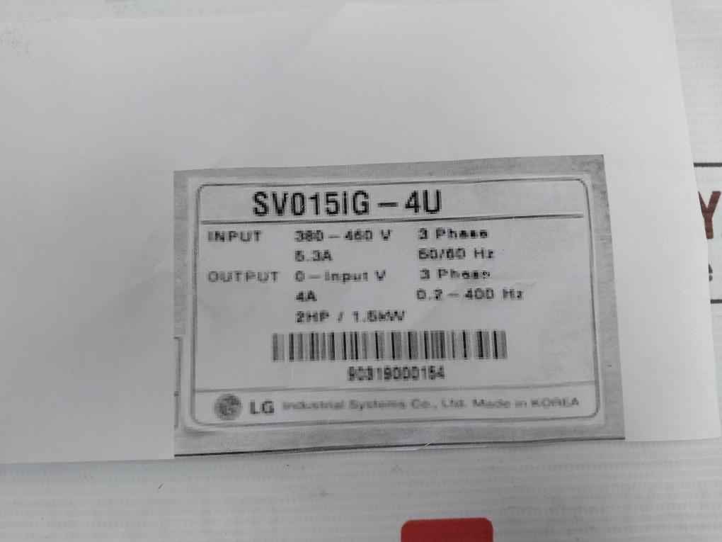 Lg Sv015Ig-4U Adjustable Frequency Drive 380-480V 3 Phase 5.3A 50/60Hz