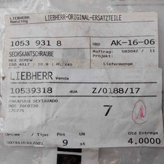 Liebherr 411515014 Assorted Fastener &amp; Fitting Lot Bos 2600730, Bos 2600/30