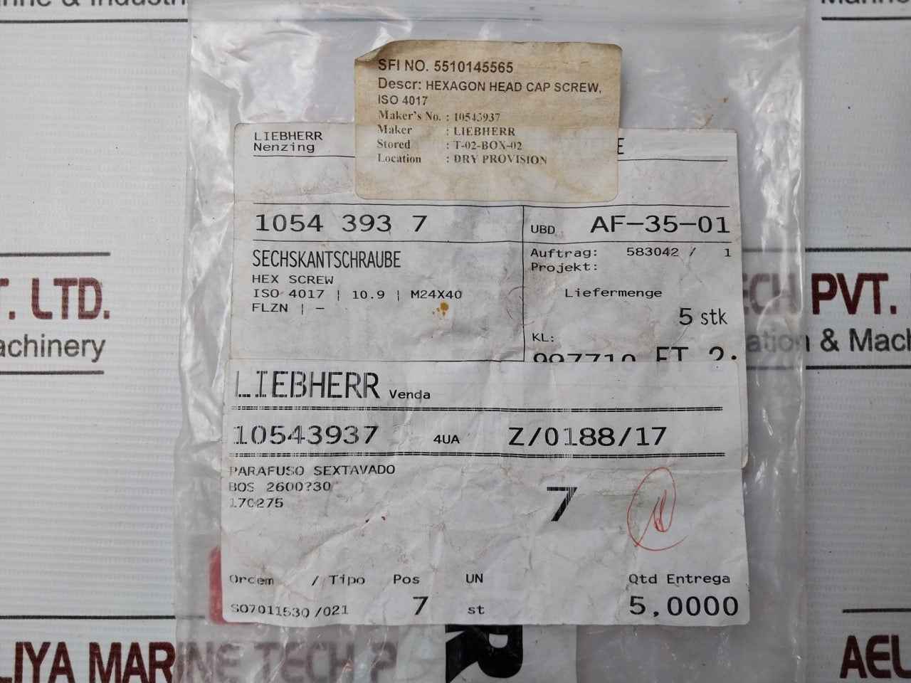 Liebherr 411515014 Assorted Fastener & Fitting Lot Bos 2600730, Bos 2600/30
