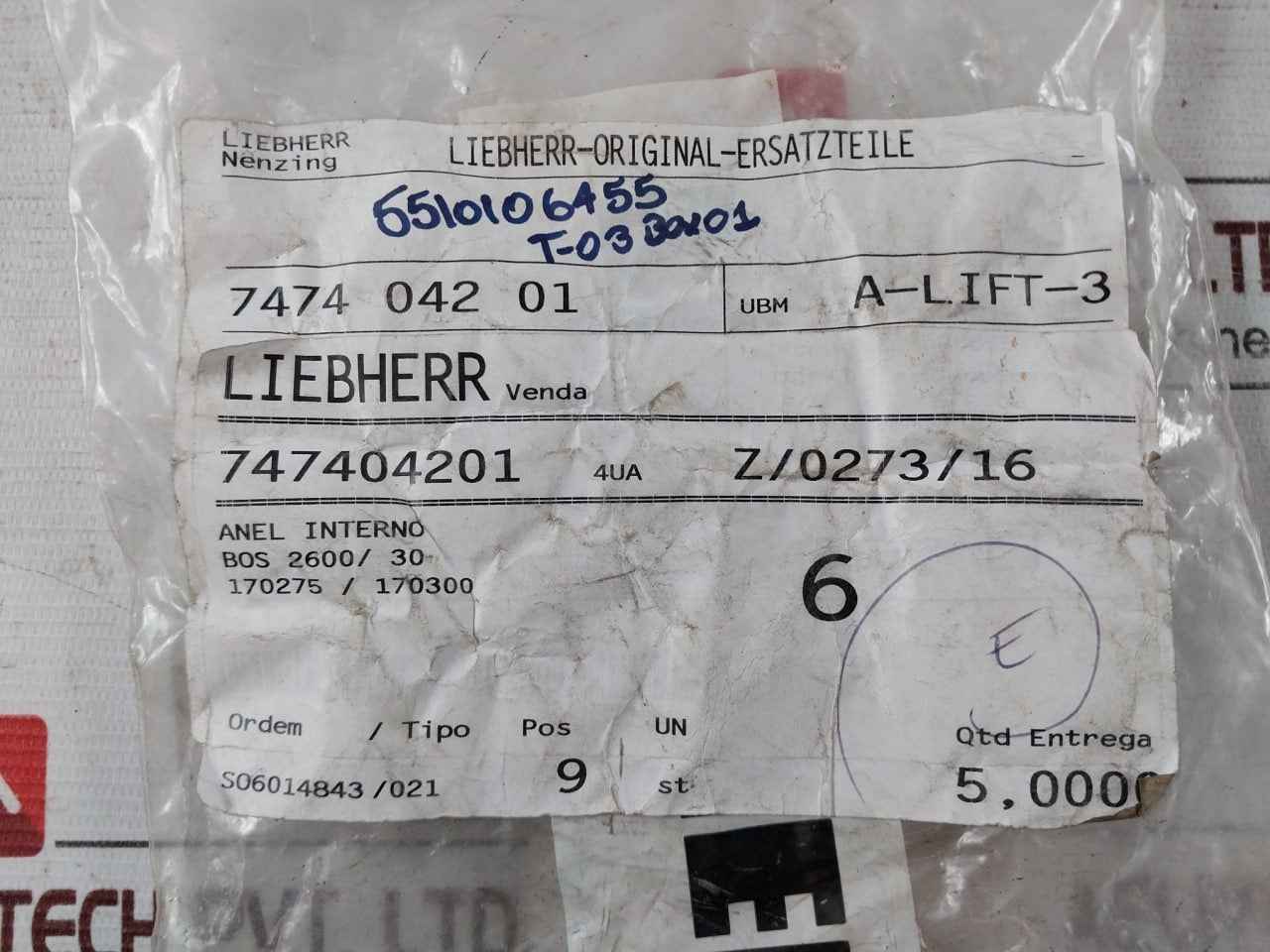Liebherr 411515014 Assorted Fastener &amp; Fitting Lot Bos 2600730, Bos 2600/30