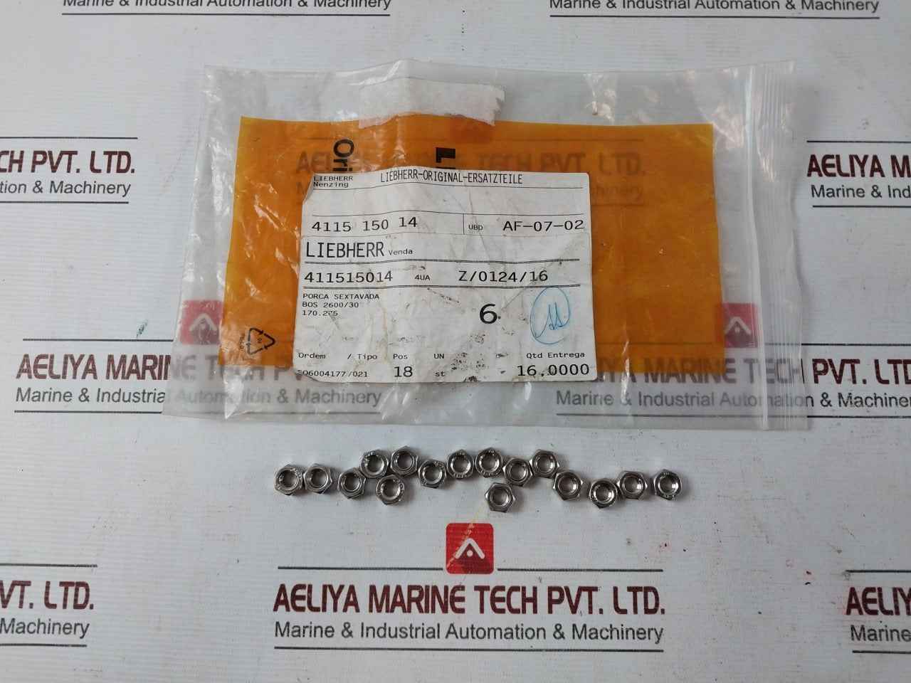 Liebherr 411515014 Assorted Fastener & Fitting Lot Bos 2600730, Bos 2600/30