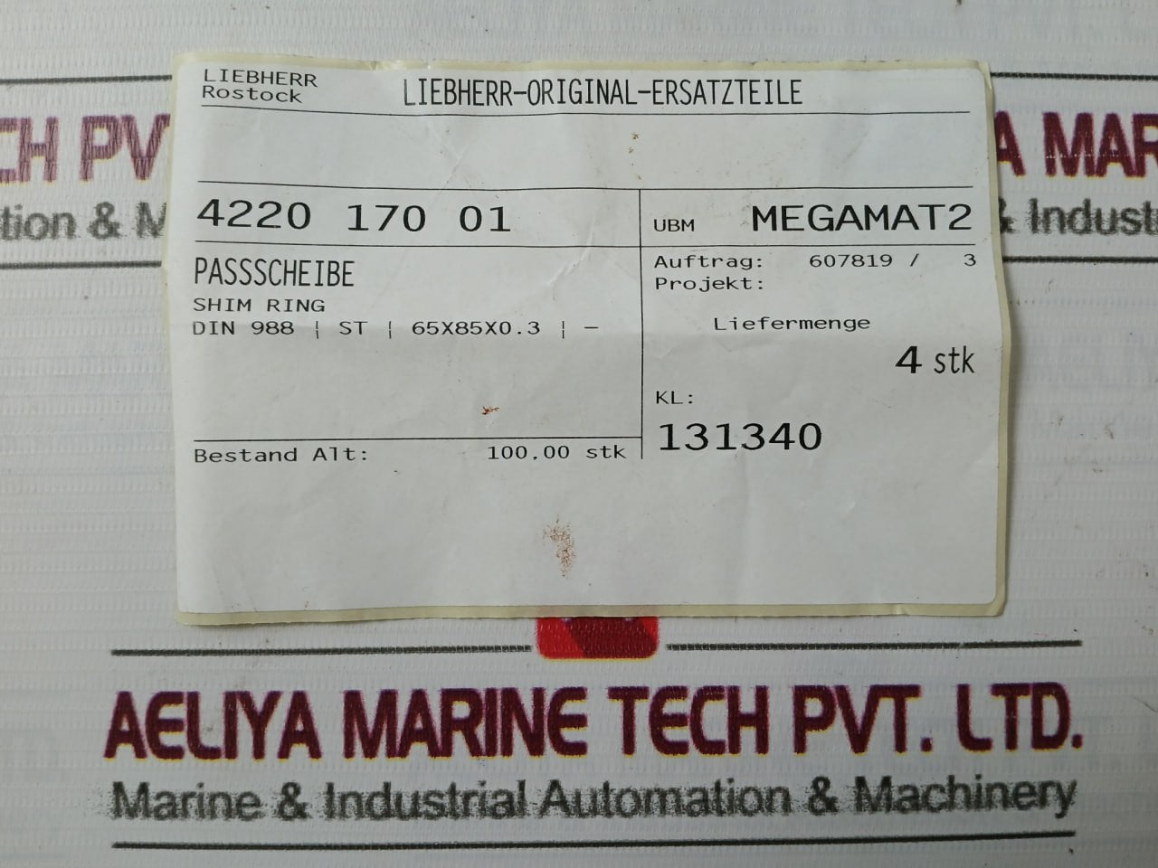 Liebherr 4220 170 01 Shim Ring 65X85X0.3