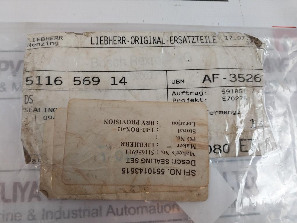 Liebherr 511656914 Sealing Set