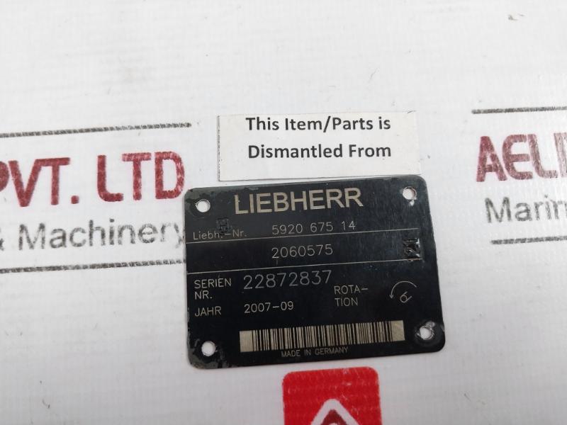 Liebherr 5920 675 14 Retainer Plate For Hydraulic Pump 2060575