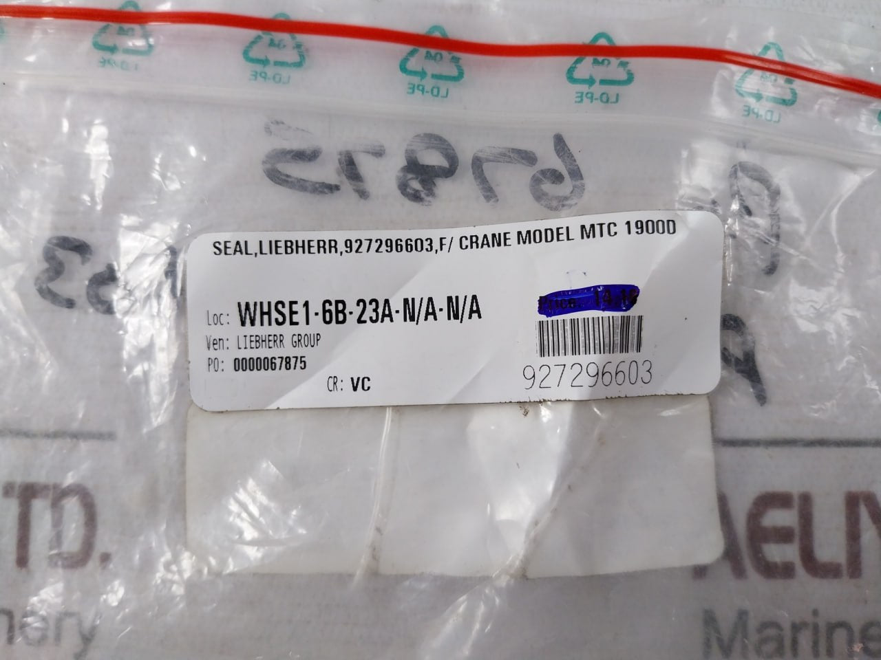 Liebherr 927296603 Valve Cover Gasket Seal For Crane Model Mtc 1900D