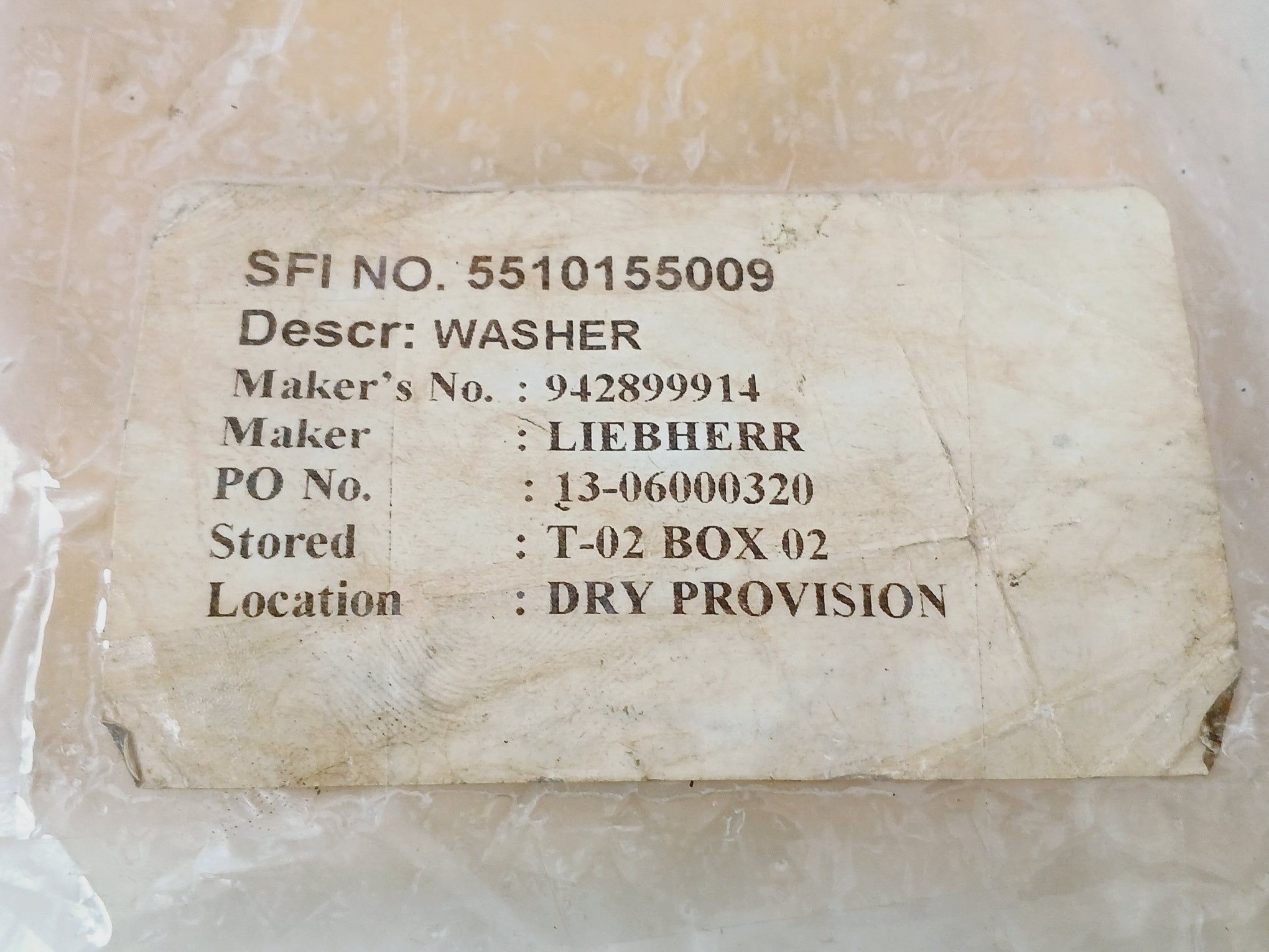 Liebherr 942899914 Washer 5510155009