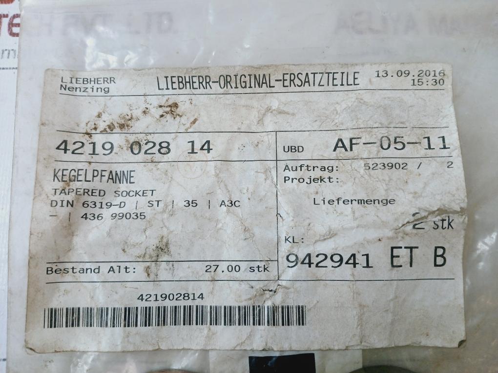 Liebherr Din 6319-d Conical Seat