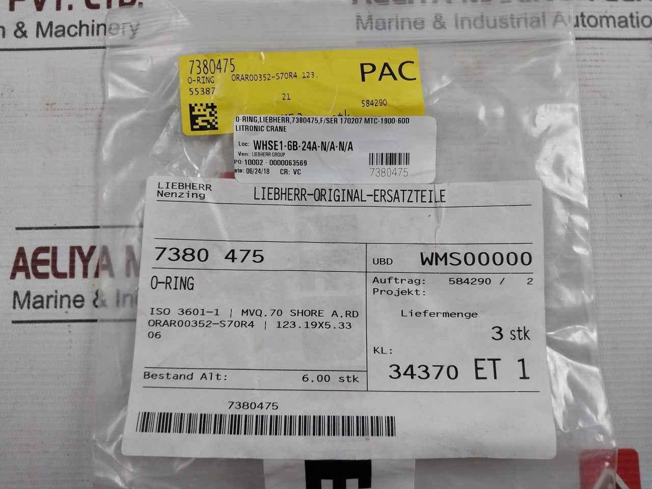 Liebherr Mtc-1900-60D Seal O-ring Kit For Crane Model 6B-23A Iso 3601-1