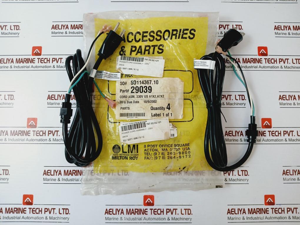 Liquid Metronics Division 29039 Power Cord Assembly