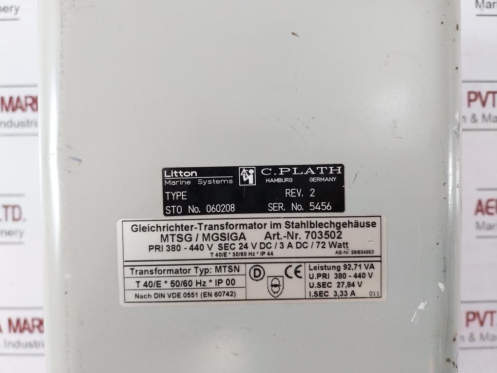 Litton Mtsg/Mgsiga Rectifier Transformer In Sheet Steel Housing