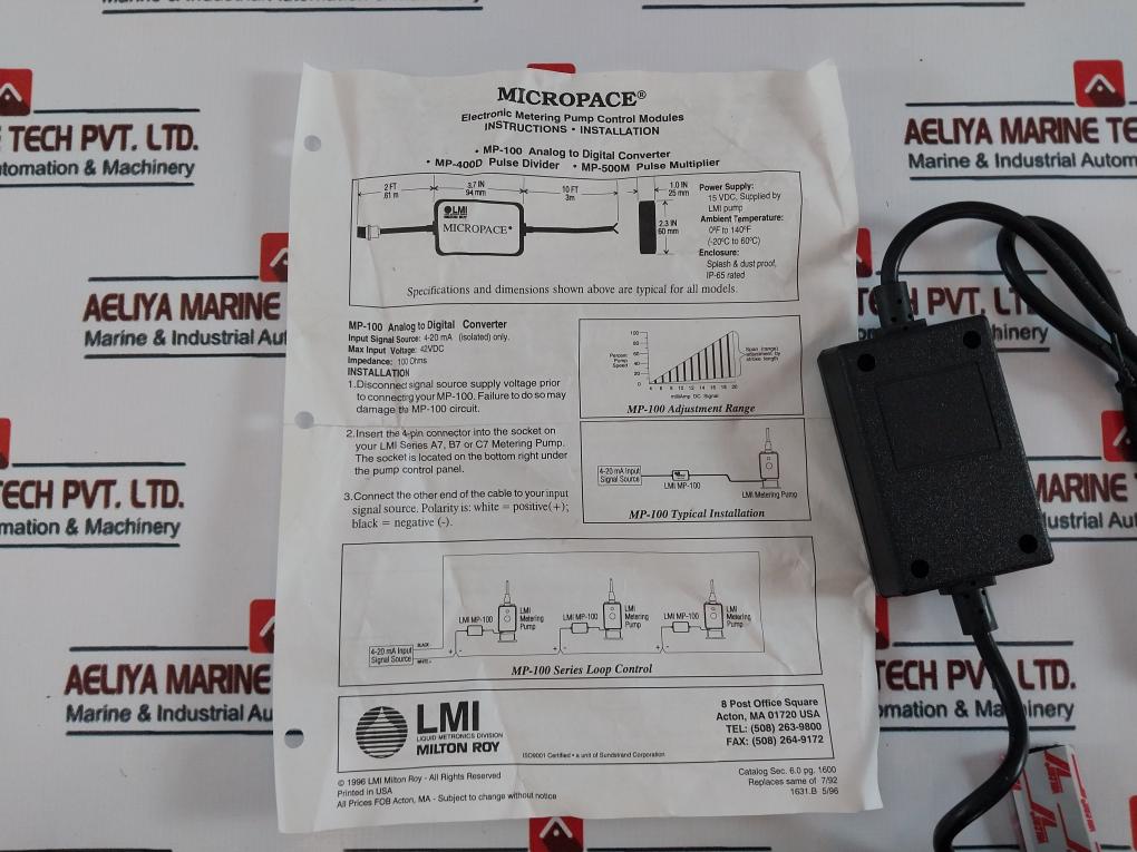 Lmi Mp-100 Analog To Digital Converter 4-20ma Input 15vdc Power