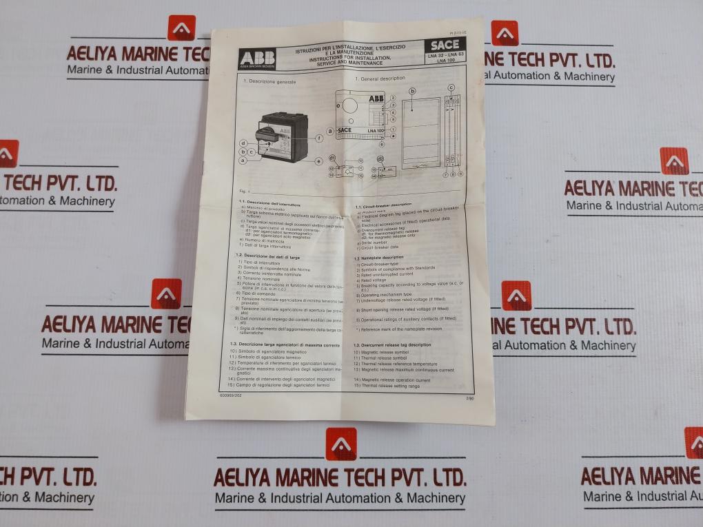 Lna 32 Low-voltage Current Circuit Breaker 660V 50-60H Abb