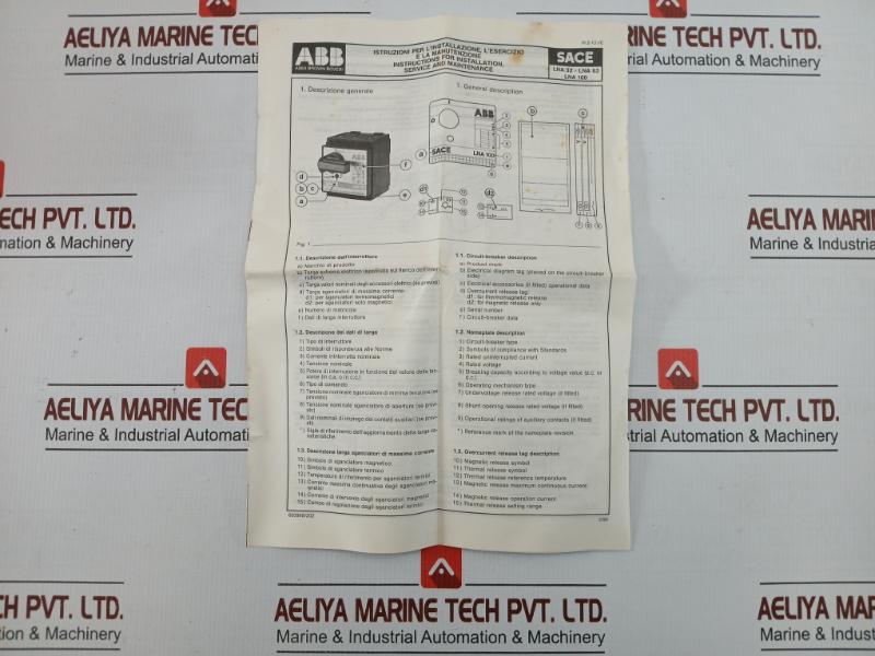 Lna 32 Low-voltage Current Circuit Breaker Abb 660 V 50-60Hz