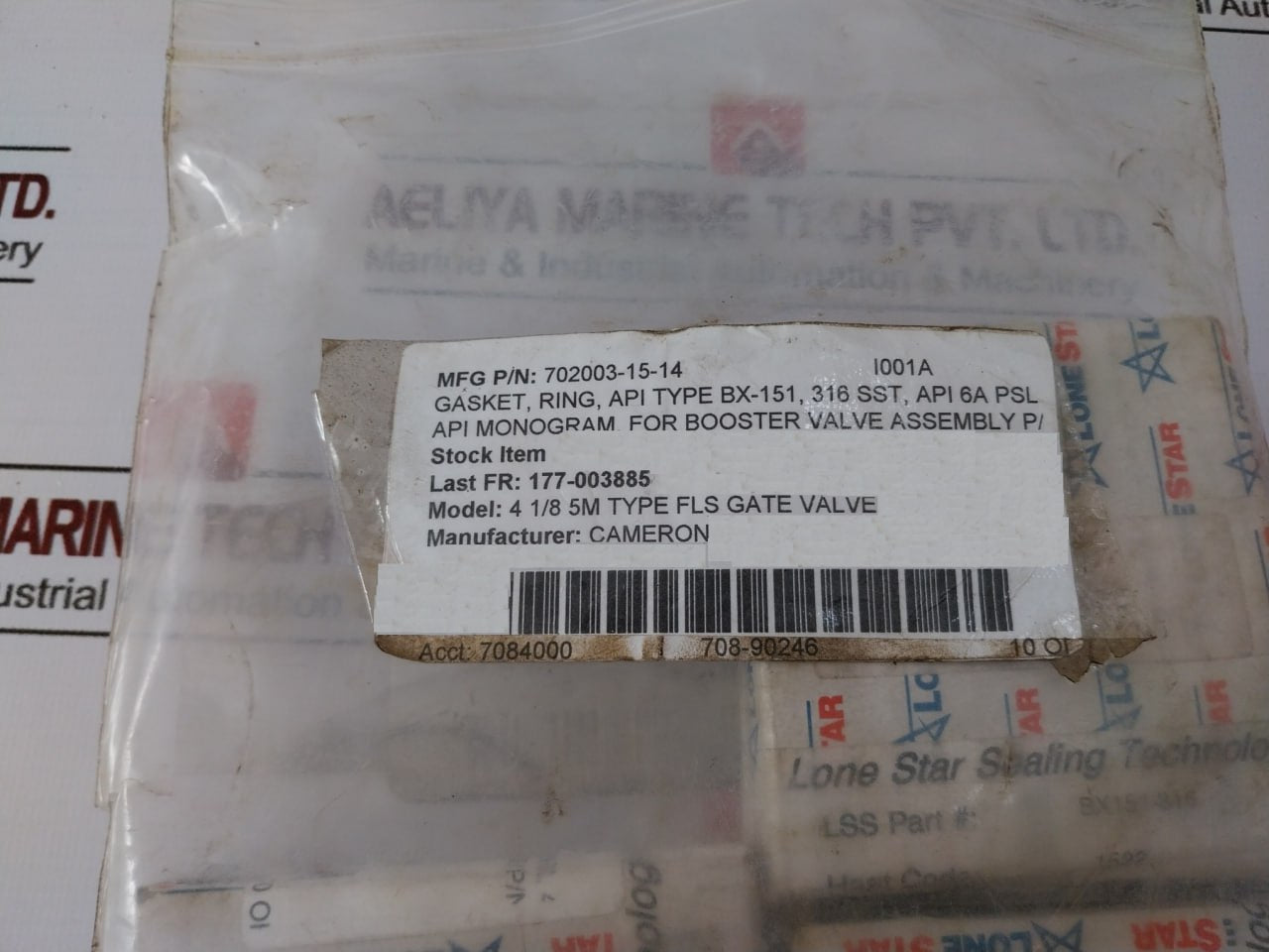 Lone Star 6a-0415 Ring, Api Type Bx-151 Gasket, 4 1/8 5m Type Fls Gate Valve
