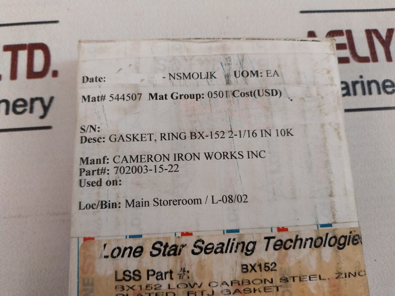 Lone Star Api 6A-0666-gh Gasket Ring Bx-152 2-1/16 In 10K
