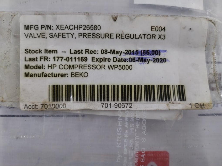 Lorch 2110 Safety Valve For Hp Compressor Wp5000