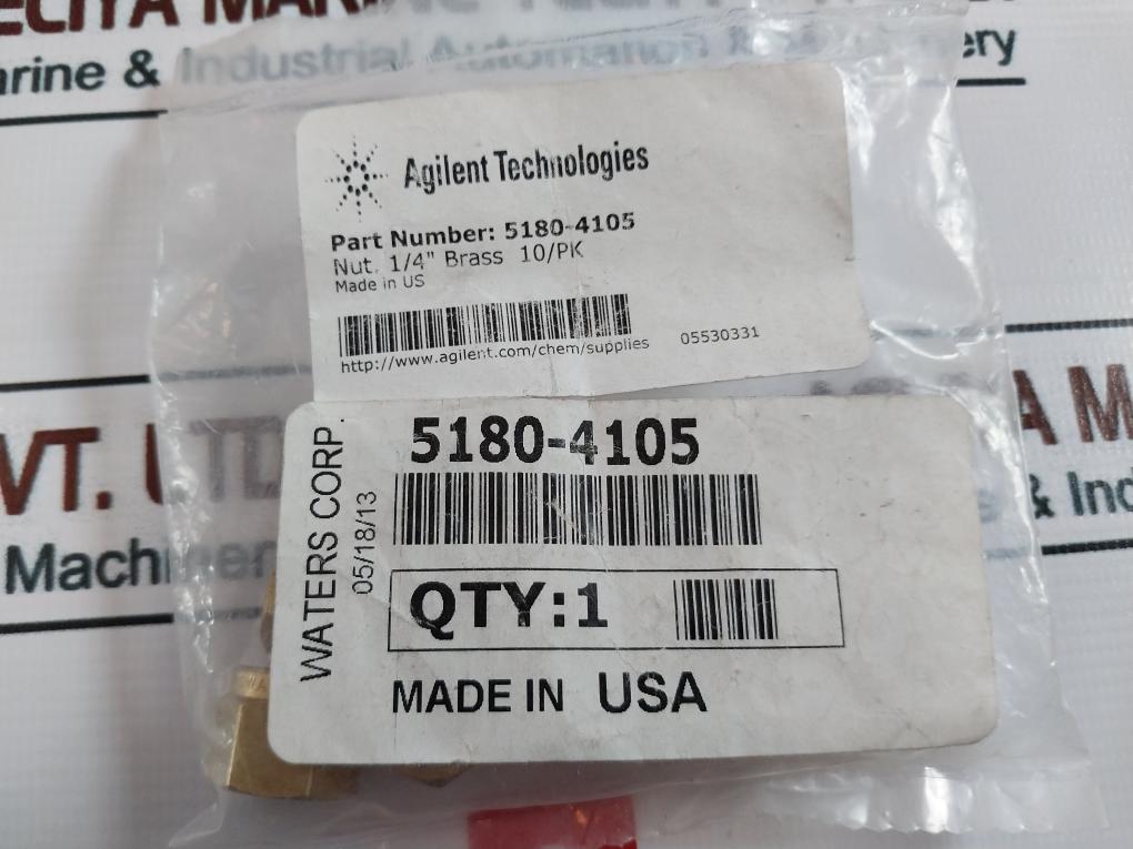 Lot of 10X Agilent Technologies 5180-4105 Brass Nut 1/4"