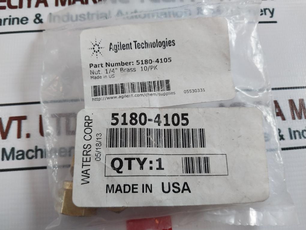 Lot Of 10X Agilent Technologies 5180-4105 Brass Nut 1/4