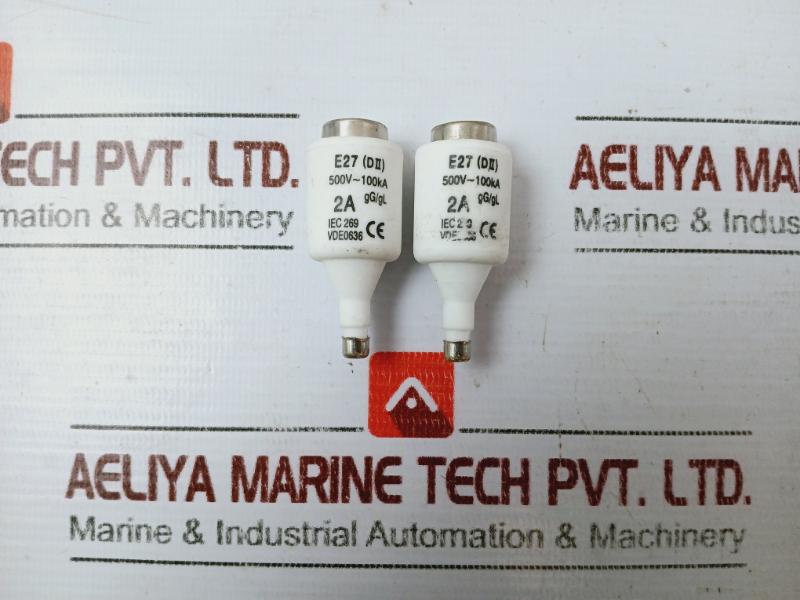 Lot of 10X E27 (D II) IEC 269 Bottle Fuse, 500V~ 100KA, 2A
