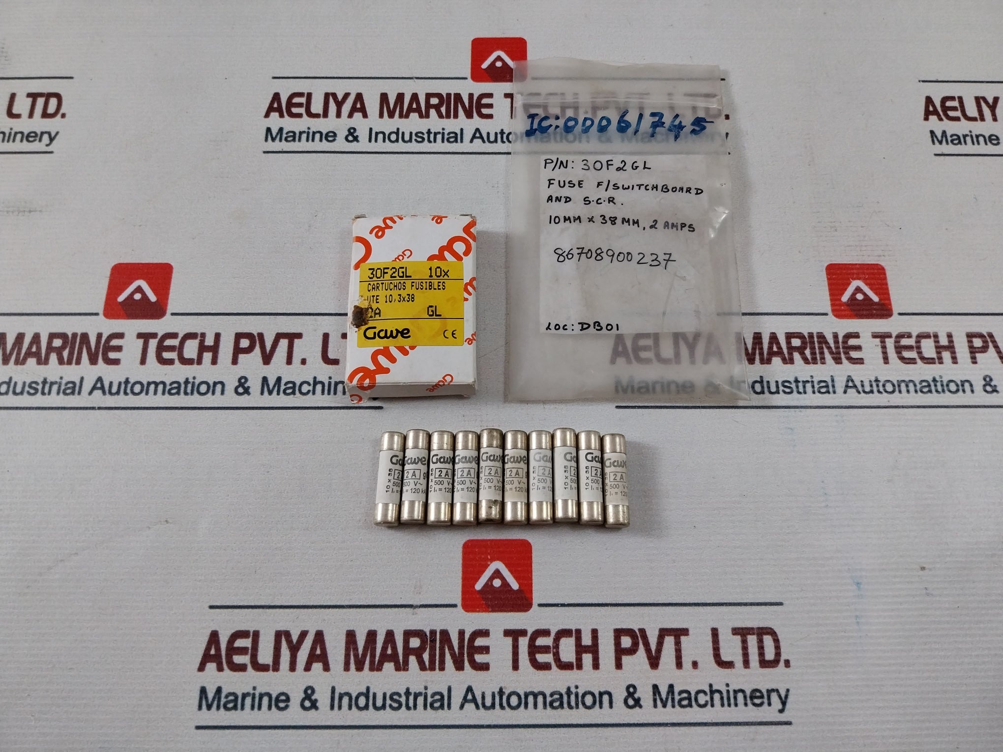 Lot of 10X GAVE 30F2GL Fuse Cartridges 500V 10mm x 38mm 2 AMPS