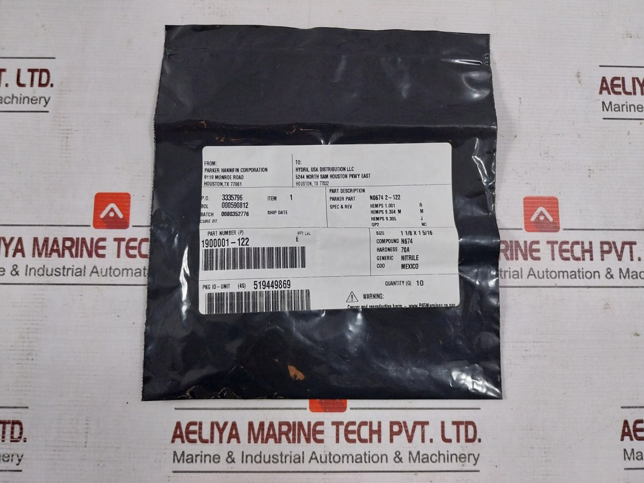 Lot Of 10X GE 1900001-122 O-ring Seal 70 DURO 2-122 (103568) 70A SS007A