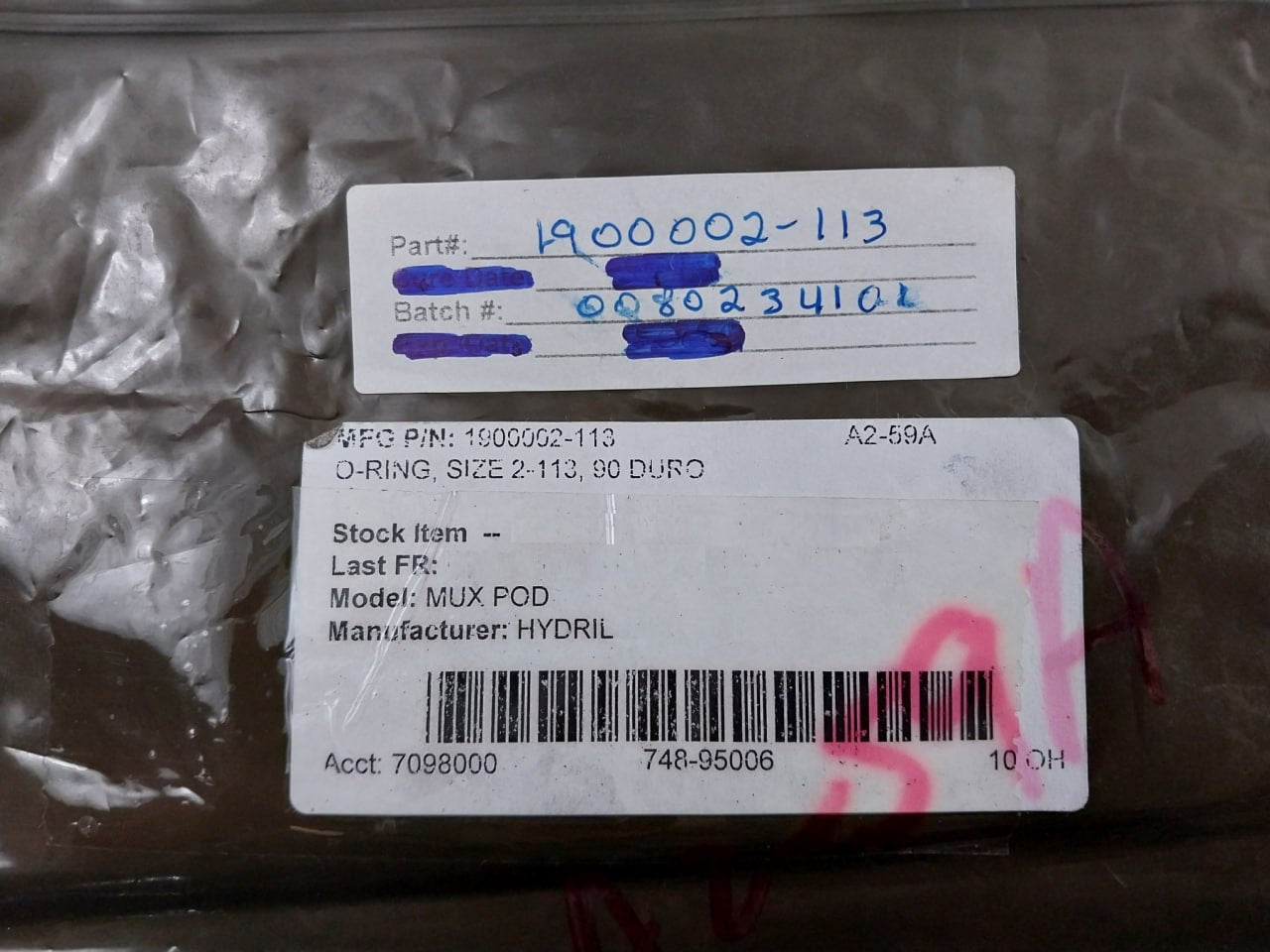 Lot Of 10X Hydril 1900002-113 O-ring 2-113 90 Duro A2-59A