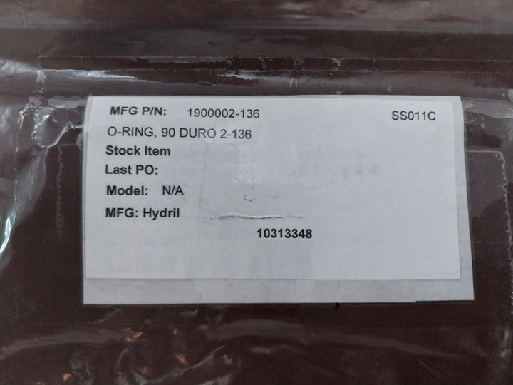 Lot of 10X HYDRIL 1900002-136 Seal O-Ring 90 DURO 2-136 2 X 2 3/16 X 3/32 90A