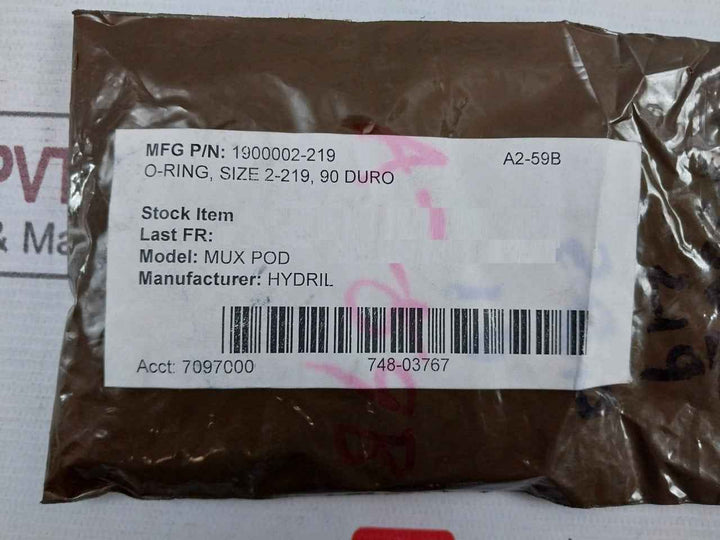 Lot Of 10X Hydril 1900002-219 O-ring Size 2-219, 90 Duro 219 4177-90