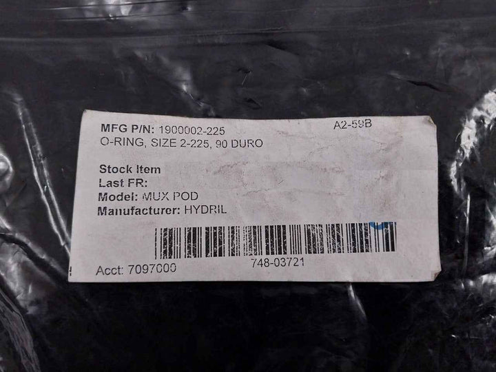 Lot Of 10X Hydril 1900002-225 O-ring Size 2-225 90 Duro Rev.F2