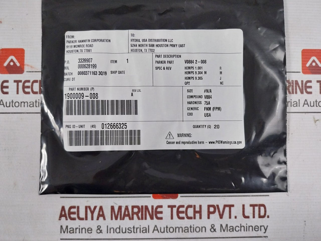 Lot Of 10X HYDRIL 1900009-008 O-ring Seal 75 DURO 2-008