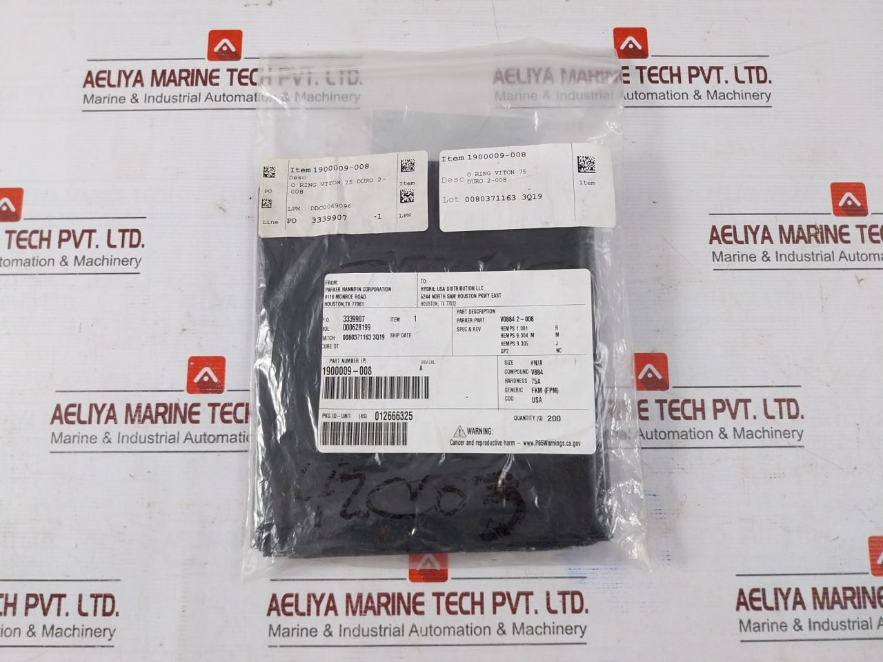 Lot Of 10X Hydril 1900009-008 O-ring Seal 75 Duro 2-008