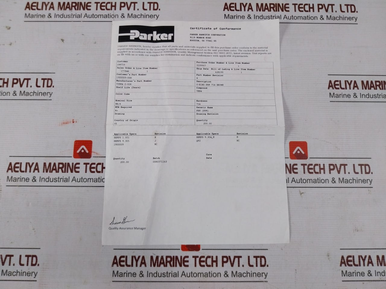 Lot Of 10X Hydril 1900009-008 O-ring Seal 75 Duro 2-008