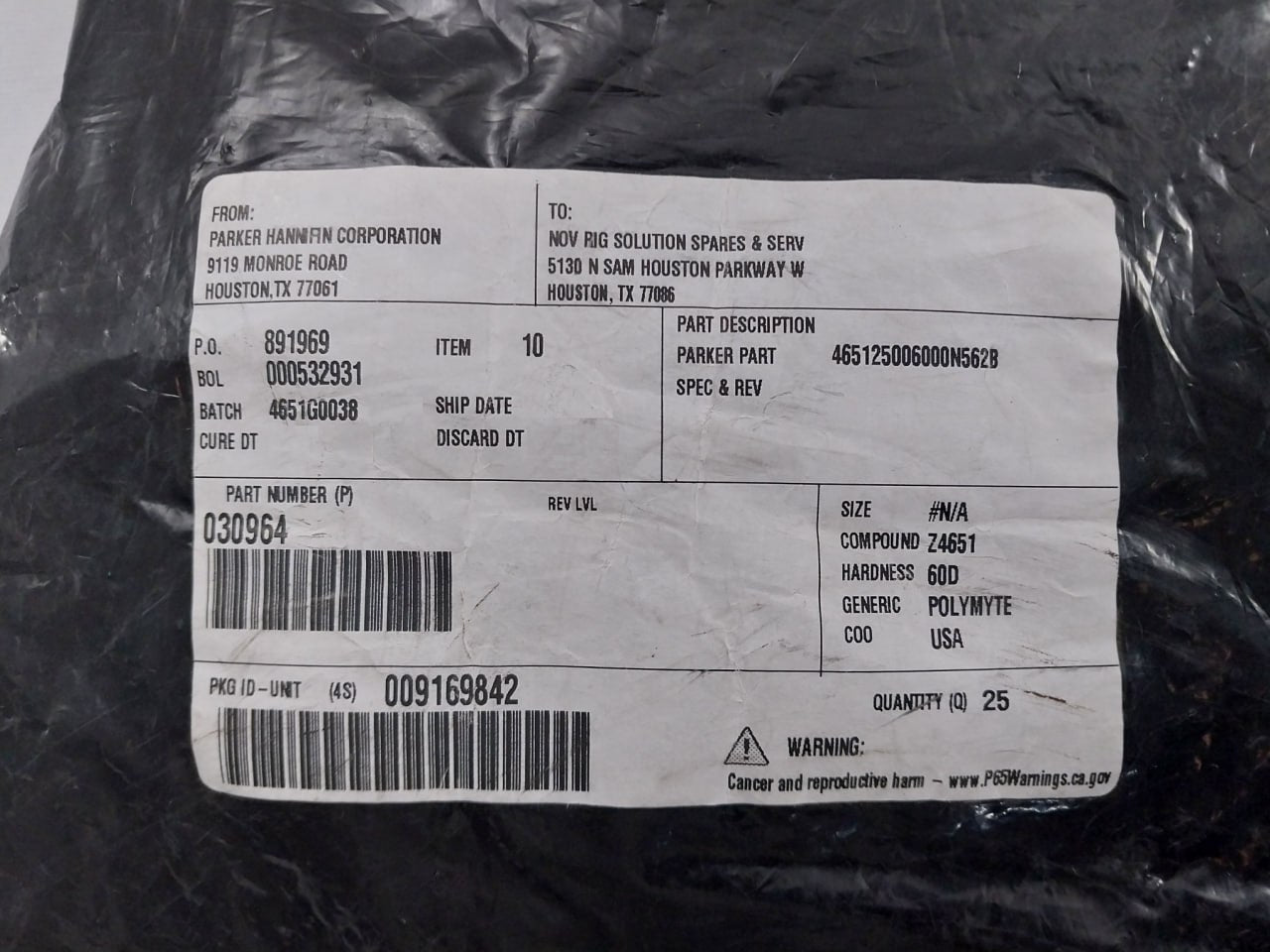 Lot of 10X NOV 030964 Seal O Ring Z4651 465125006000N562B