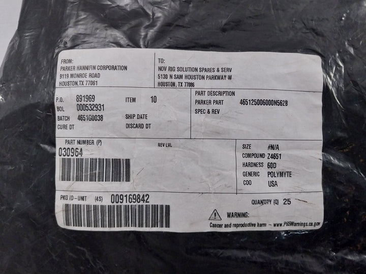 Lot of 10X NOV 030964 Seal O Ring Z4651 465125006000N562B