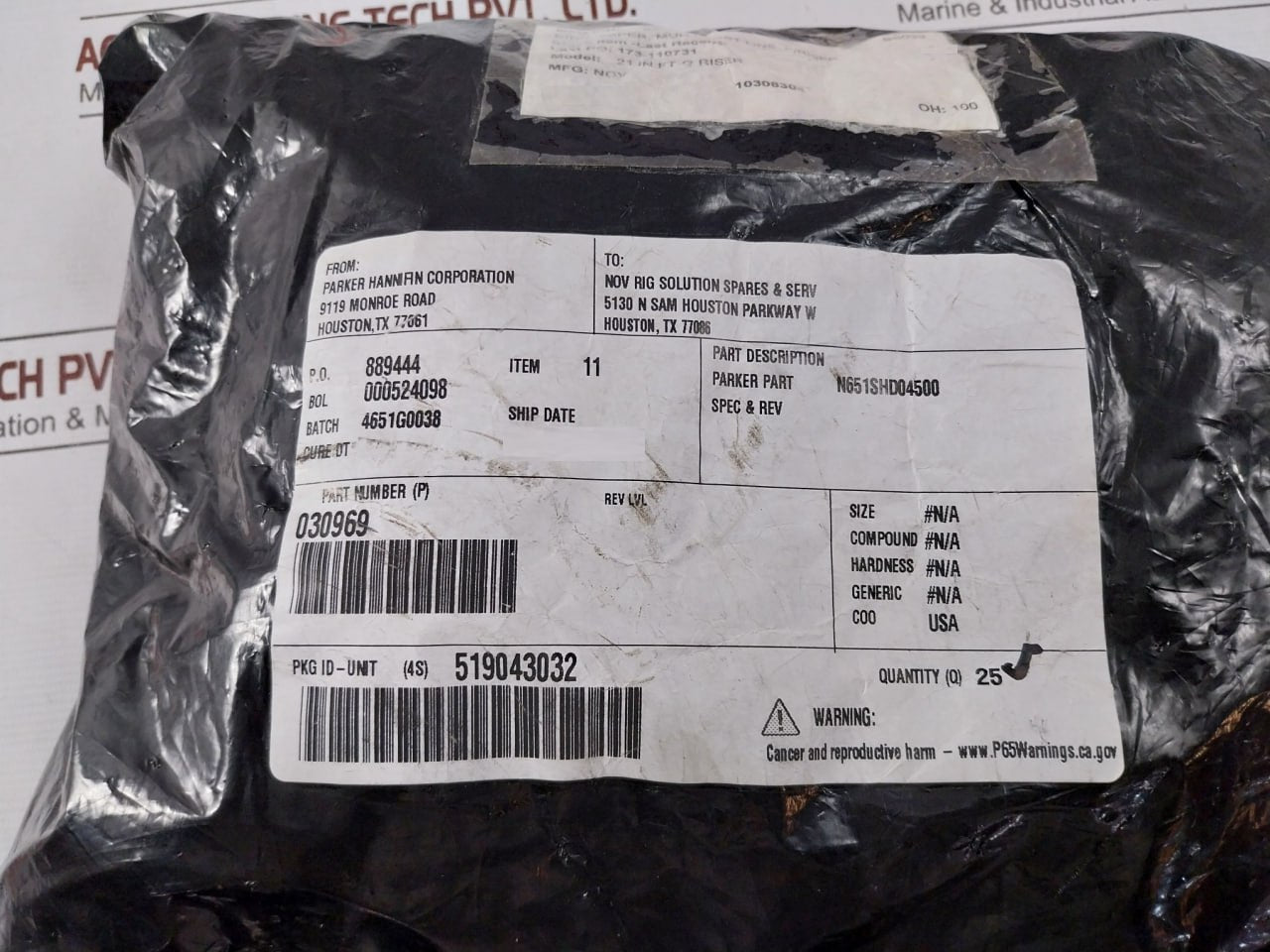 Lot Of 10X Nov 030969 Wiper Mud Boost Line F/Riser Ring 21 In Ft-g Ss039