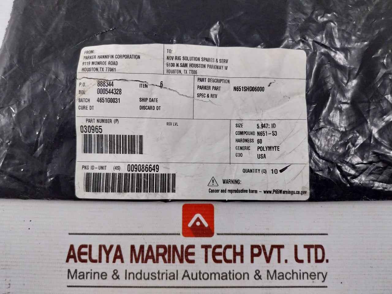 Lot Of 10X Parker Hannifin 030965 Hydraulic Seal Kit N651Shd06000 5.947